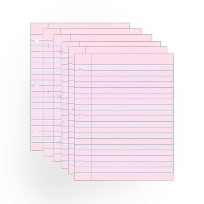 School Smart 3-Hole Punched Filler Paper, 8-1/2 x 11 Inches, Pink, 100 Sheets - 087155