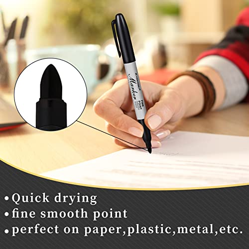 Yahenda 150 Pack Permanent Markers Bulk Black Blue Red Permanent Marker Set Fine Point Marker Pens Work on Wood, Metal, Stone, Glass Waterproof Quick Drying for Home School Office Supplies