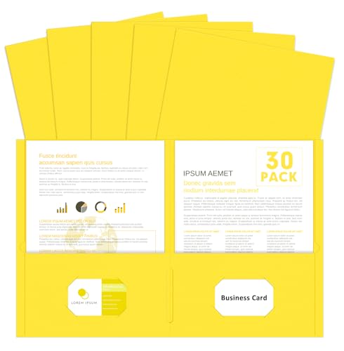 Two Pocket Folders, PANDRI 30 Pack 2 Pocket Folders, Letter Size Paper File Folder for School Office Home Business, Yellow - color: Yellow