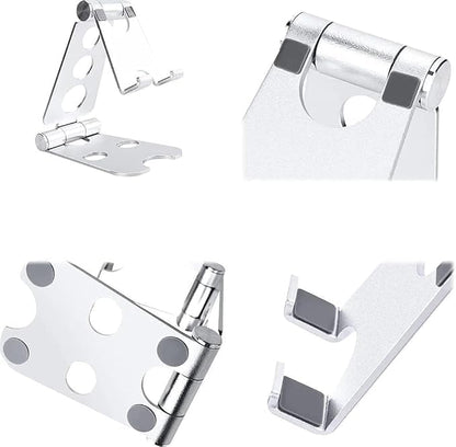 Kado Tablet Stand with Cord Holder Aluminum Alloy Foldable Phone Stand | Compatible with iPad mini/Air/Pro 11/12.9, Galaxy Tablet/Phone, iPhone Pro/Max/Plus, Kindle, Portable Monitor Display 4"-16'' - size: Silver