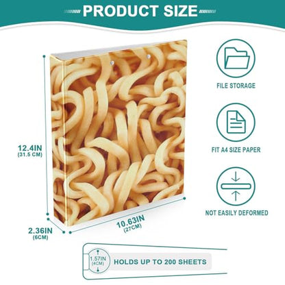 Ramen Noodle 3-Ring Binder,1.5 Inch D-Ring Organizer Folder Clipboard Binder for Work Office School - color: Coloe2