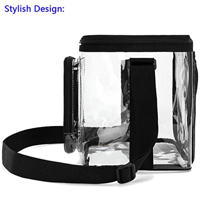 FlowFly Insulated Reusable Lunch Bag Adult Large Lunch Box for Women and Men with Adjustable Shoulder Strap,Front Zipper Pocket and Dual Large Mesh Side Pockets, Clear - color: Clear