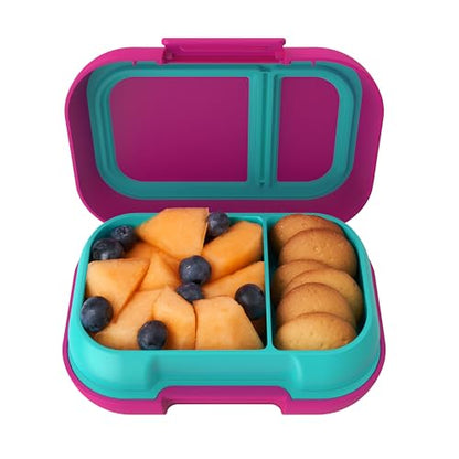 Bentgo Kids Snack Leak-Proof 2 Compartment Bento-Style Container | For Snacks & Small Meals, Easy-Open Latch, Dishwasher Safe, BPA-Free for School, Daycare, & Sports, Ages 3+ (Fuchsia/Teal) - color: Fuchsia/Teal