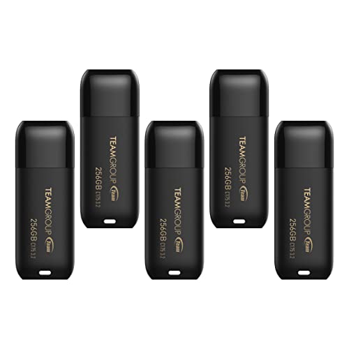 TEAMGROUP C175 256GB 5 Pack USB 3.2 Gen 1 (USB 3.1/3.0) Read 100MB/s Flash Thumb Drive, External Data Storage Memory Stick Compatible with Computer/Laptop Matte Black TC1753256GB21 - size: 256GB (5-Pack)