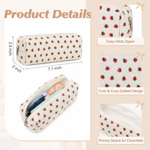 22Pcs Book Annotation Kit Aesthetic Pencil Case with Supplies School Annotation Supplies Gel Pen Transparent Sticky Note Taking Bible Study College Stationery Supplie (White Strawberry Dot) - color: White Strawberry Dot