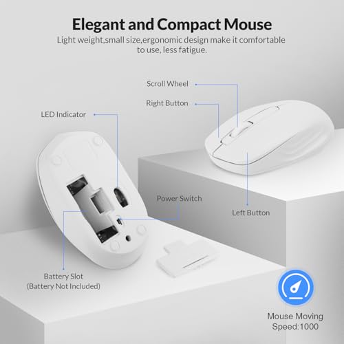 Wireless Keyboard and Mouse Combo - Rii Standard Office PC Keyboard and Optical Wireless Mice (White) - color: WHITE