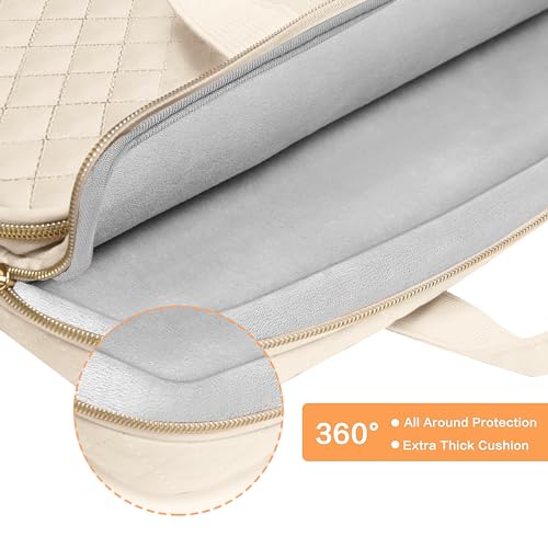 MOSISO 360 Protective Laptop Case 16 inch,15-15.6 inch Laptop Sleeve Compatible with MacBook Pro 16 M5 M4 M3 M2 M1 HP Acer Dell Lenovo,Square Quilted Bag Cover with 2 Pockets&Handle&Belt, Sand - color: Sand, size: 16 inch