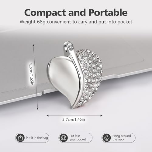 High Speed USB 3.0 Flash Drive,Cute Romantic Heart Shape USB Memory Stick,Thumb Drive for Photos, Music, Files Storage (Silver, 32, GB) - color: Silver