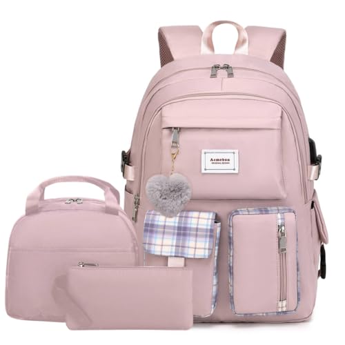 Acmebon Girl Roomy Fashion Laptop Backpack Set Casual Daypack Set for Women Purple - color: Purple
