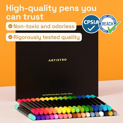 ARTISTRO 36 Acrylic Paint Markers - Paint Pens for Drawing - For Fabric, Rock, Glass, Wood, Molds - Arts & Crafts Gift for Adults, Teens, Kids, Classroom Must Haves & School Supplies