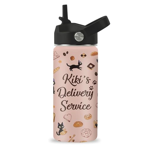 Cat Water Bottle, 16oz Kikis Delivery Service Stainless Steel Cup for Girls, Cat Lovers Gift for Kids Girls Women, Cute Cats Insulated Tumbler for School, Sports, Travel - color: KiKi