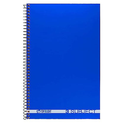 Top Flight Boss Poly Cover 3-Subject Wirebound Notebook, 108 Sheets, College Rule, 9.5 x 6 Inches, 1 Notebook, Cover Color May Vary (43002) - size: (Pack of 1)