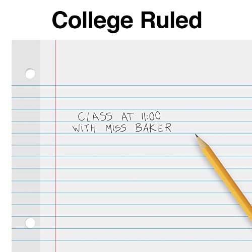 STAPLES Reinforced Filler Paper, 8.5” x 11”, College Ruled, 100 Sheets/Pack, 12‑Pack - size: 8.5'' x 11'', style: 1,200 Sheets