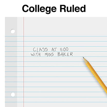 STAPLES Reinforced Filler Paper, 8.5” x 11”, College Ruled, 100 Sheets/Pack, 12‑Pack - size: 8.5'' x 11'', style: 1,200 Sheets