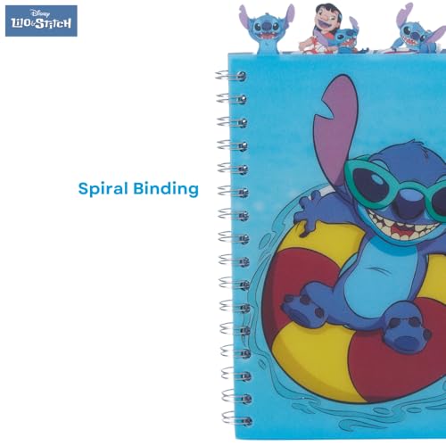 Disney Lilo and Stitch Tab Journal Notebook, Spiral Bound, 96 Lined Pages, 8 x 7 inches, Blue - style: Lilo and Stitch