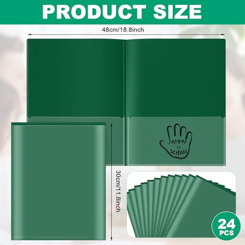 Henoyso 24 Pcs School to Home Folder with Pocket Plastic Heavy Duty Clipboard Folder with Clear Front Pocket Homework Take Home Folders for School Students Parent Teacher Communication(Dark Green) - color: Dark Green