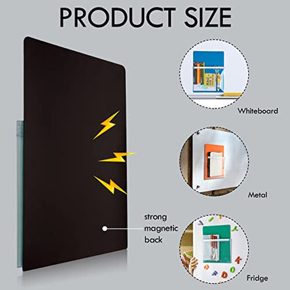 Karenhi 16 Pcs Magnetic File Holder Magnetic Pockets Folders for Whiteboard Magnet Paper Holder Dry Erase Marker Storage Fridge Pocket Storage Planner Mail Organizer for Refrigerator Classroom Office