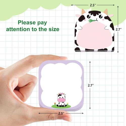 Fancy Land 24 Pads Cute Sticky Notes Cartoon Animal Pattern Sticky Notes for Teachers Classrooms 720 Sheets Memo Pads Teacher Appreciation Gift Home Office Supplies Cow - style: Cow