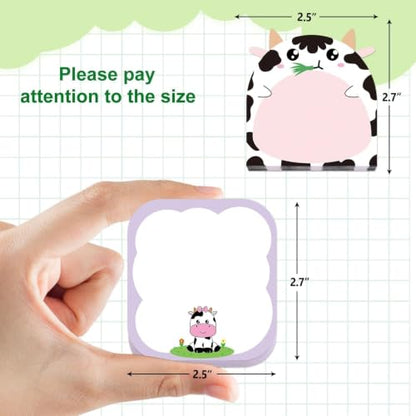 Fancy Land 24 Pads Cute Sticky Notes Cartoon Animal Pattern Sticky Notes for Teachers Classrooms 720 Sheets Memo Pads Teacher Appreciation Gift Home Office Supplies Cow - style: Cow