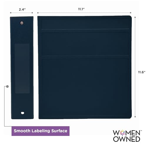 Carstens 2-Inch Heavy Duty 3-Ring Binder - Side Opening, Navy Blue, Durable Plastic, No-Gap Rings, Waterproof Covers, No Pockets, Holds 300 US Letter Sheets, BPA-Free, Made in USA (2829-3R) Case of 16 - color: Navy Blue, size: Case of 16
