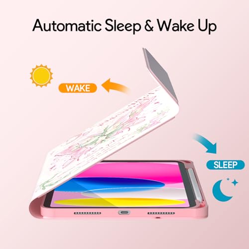 YBING Keyboard Case for iPad 10th Gen 10.9 inch(2022) & 11th Gen(A16, 2025), Painted Patterns Detachable Keypad & Rotatable Magnetic Case with Pencil Holder (Butterfly Pink) - color: Butterfly Pink