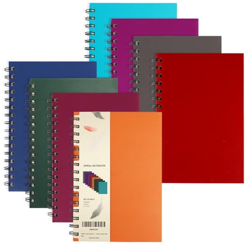 EOOUT 8 Pack Spiral Notebook, Hardcover A5 Notebooks, College Ruled Spiral Journals, Assorted Jewel Tone Colors, 160 Pages, 5.5"x8.5", for Work, School, Gifts - style: Gem Color-8pcs