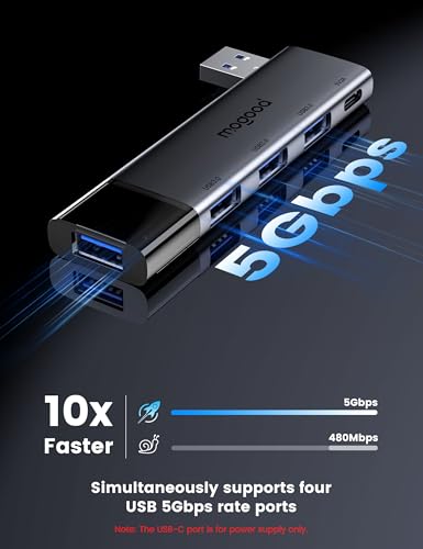 MOGOOD USB 3.0 Hub for Laptop 4-Port Multi USB Splitter Adapter | USB Port Expander,USB Hub for Laptop Mac Windows PC Printer Flash Drive Mobile HDD, [Charging Not Supported], Plug and Play