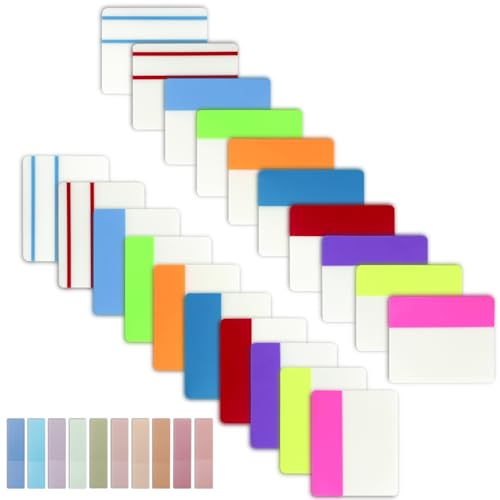 2 Inch Sticky Index Tabs, 600Pcs Writable and Repositionable File Tabs Flags Colored Page Markers Labels for Books, Binders, Classify Files and Books, Reading Notes (21 Set) - color: Colors Transparent, size: 2 inches by 1.6 inches
