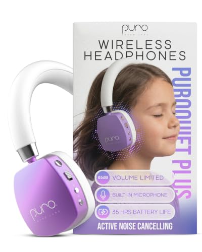 Puro Sound Labs Noise Cancelling Headphones for Kids - 85 dB Volume Limit, Built in Mic, 35-Hour Battery, Lightweight On Ear Design & Comfy Fit, Bluetooth Headphones for Kids – PuroQuiet Plus, Purple - color: Purple