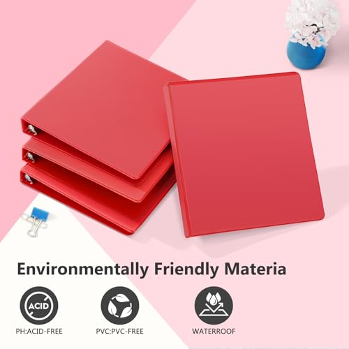 ViVin Sturdy 1 Inch D Ring Binders, 3 Ring Binders with 2 Pockets, Hold 225 Sheets of US Letter Size Paper for Office,Home,School, 6 Pack (Red) - color: Red, size: 1 Inch
