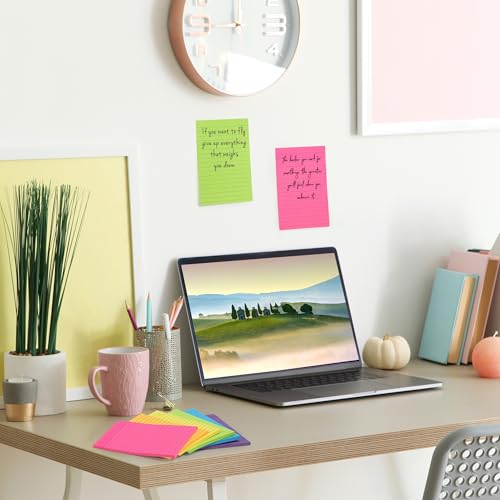 Mr. Pen- Lined Sticky Notes, 4" x 6", 6 Pads, 45 Sheets/Pad | Sticky Notes with Lines, Ruled Post Stickies, Memo Pads, Self-Stick Note Pad for Office, School, Home, Study - color: Vibrant, size: 4 x 6 inches, 6 Pads