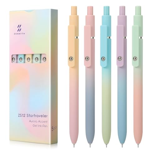 FIOVER 5pcs Gel Pens Black Ink Medium Point 0.7mm Pens Smooth Writing High-End Series Cute Ballpoint for Journaling Note Taking, Office School Supplies Gifts for Women and Men - color: 5Pcs Gradient - Black Ink, size: 1 Count (Pack of 5)