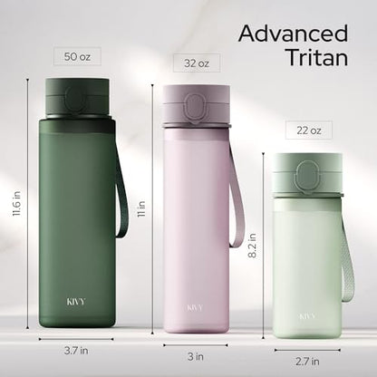 KIVY Tritan Water Bottle 50oz [WITH FLIP LID] - Reusable & Slim Waterbottle for Travel, Gym & School - For Women & Men - Dishwasher Safe - Skinny Leak Proof & Lightweight Bottle - BPA Free - color: 07 Light Green