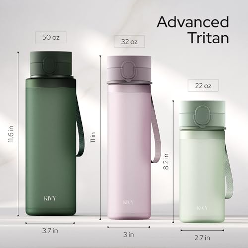 KIVY Slim Water Bottle 50oz with Leakproof Flip Lid [Lightweight & Shatterproof] Fits Backpack & Cupholder for Travel, Sports, School - Extra large water bottle no straw - 1.5 Liter water bottles - color: 09 White Gold