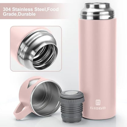 Stainless Steel Thermo 700ml/23.7oz Vacuum Insulated Bottle with Cup for Coffee Hot drink and Cold drink water flask.(Pink,Single) - color: Pink (Single), size: 23.7 Ounces