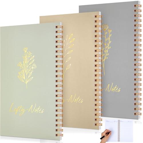 Lewtemi 3 Pcs Left Handed Spiral Notebook, Back to School Supplies for Lefties, 8x5 Inch Wire Bound Notebooks 100 Page Journal Back to School Gifts for Left Handers(Light Color) - color: Light Color