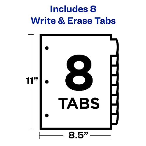 Avery Big Tab Write & Erase Durable Plastic Dividers for 3 Ring Binders, 8-Tab Sets, Bright Multicolor, 24 Sets, 192 Divider Tabs (16130) - size: 8 tab, style: 24 Sets