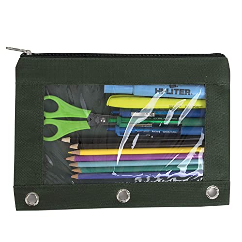 Trail maker 25 Pack Clear Pencil Pouch for 3 Ring Binder Bulk Pencil Pouch Bags for Binder with See Through Window and Zipper | Pencil Pouches for Office, Budgets
