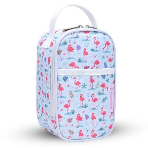 Yelocota Small Insulated Lunch Bag- Snack Bag- Mini Cooler Bag with Handle for Travel,Work,School(Storage Space below 20oz)- Also Suitable for Pairing with Food Jar - color: Flamingo