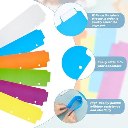 SUPERFINDINGS 18Pcs 6 Styles Plastic Binder Divider 8.5x2.3inch Colorful Snap-in Bookmark Semi Transparent Mini Dividers with Document Tap for 3 Ring Binders for Notebook Planner