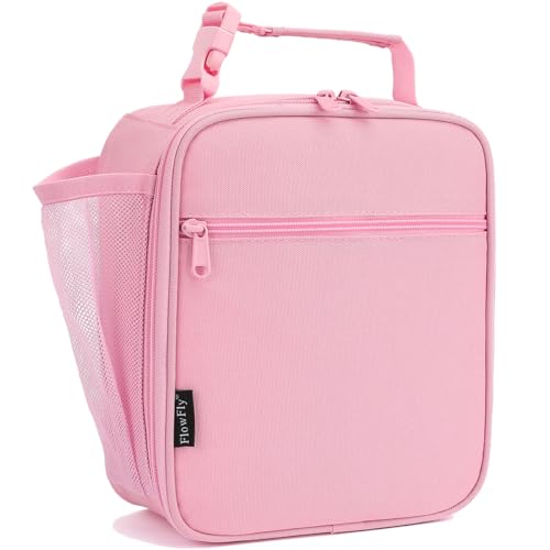 FlowFly Kids Lunch box Insulated Soft Bag Mini Cooler Back to School Thermal Meal Tote Kit for Girls, Boys, Pink - color: Pink