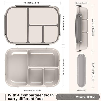 Amathley Lunch Box Kids,Bento Box Adult,Leakproof Lunch Containers for Adults/Kids/Toddler,1200ML-4 Compartments bento Lunch box with Utensil,Microwave & Dishwasher & Freezer Safe (White) - color: White