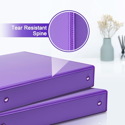 COMIX 3 Ring Binder 1.5 inch with Clear View Cover, 1.5" View Binder Holds 300 Sheets of US Letter Size Paper, 6 Pack (Purple) - color: Purple, size: 1.5 inch, style: 6-Pack