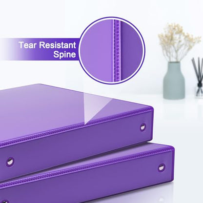 COMIX 3 Ring Binder 1.5 inch with Clear View Cover, 1.5" View Binder Holds 300 Sheets of US Letter Size Paper, 6 Pack (Purple) - color: Purple, size: 1.5 inch, style: 6-Pack