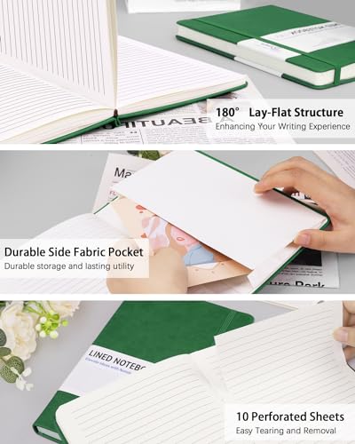 Dynta Hardcover Journal Notebooks, 10 Packs A5 Lined Journals Bulk for Writing 200 Pages/100Sheets, 8.4 x 5.8 inch, Classic Ruled Notebook for Work/Travel/College/Note Taking(Dark Green) - color: Dark Green