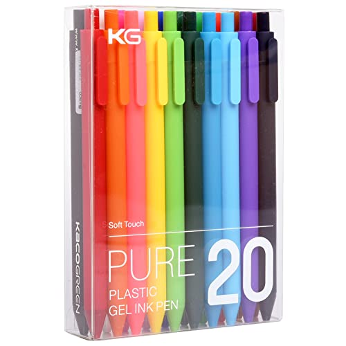 Kaco PURE Colored Gel Pens 0.5mm 20 Pieces Set Colorful Multi-color Ink Fine Point Comfort Grip Quick Drying Pens for Journaling Note Taking - color: 20PCS Multicolor Classic 0.5mm