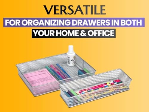 Ybm Home Silver Mesh Drawer Cabinet and or Shelf Organizer Bins, School Supply Holder Office Desktop Organizer Basket 1590s (1, 6x9x2 Inch) - size: 6x9x2 Inch