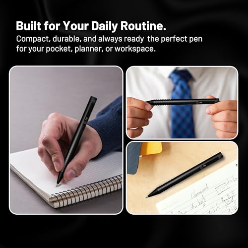 Everyman Black Grafton Mini Twist Refillable 0.7mm Gel Ink Pen | Sleek Anodized Aluminum Pocket Pen with Grooved Grip | Smooth Writing EDC Ink Pen for Office, Travel, Work & Gifting - color: Black, style: Twist