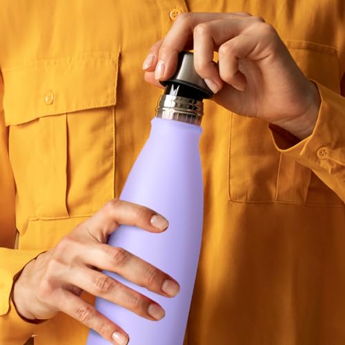 Mont-Clair Stainless Steel Water Bottle, Vacuum insulated - BPA Free, 12h Hot & 24h Cold Drinks, Metal Water Bottle 17 oz Leakproof, Ideal for Adult, Kids, Running - Lilac - color: Lilac, style: 17 Ounces
