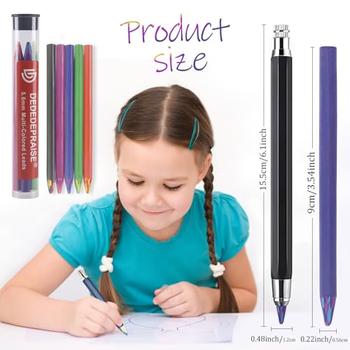 5.6MM Mechanical Pencil Lead Refills - Rainbow, Graphite - Soft, Medium, Hard - Clutch Pencil Refills - 5 PCs - color: Rainbow 5.6mm Refills - 5 pcs